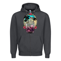 Smoke summer skeleton cocktail Zipper Hoodie - NancyCooperArtShop