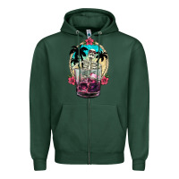 Sports Green summer skeleton cocktail Zipper Hoodie - NancyCooperArtShop