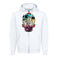 White summer skeleton cocktail Zipper Hoodie - NancyCooperArtShop