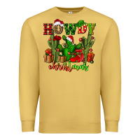 Antique Gold howdy christmas with cactusses Premium Sweatshirt - CowGirlArtShop