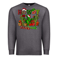 Charcoal Heather howdy christmas with cactusses Premium Sweatshirt - CowGirlArtShop