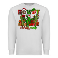 Dove Grey howdy christmas with cactusses Premium Sweatshirt - CowGirlArtShop