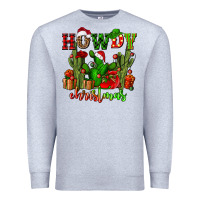 Heather Grey howdy christmas with cactusses Premium Sweatshirt - CowGirlArtShop