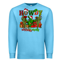 Ocean Blue howdy christmas with cactusses Premium Sweatshirt - CowGirlArtShop