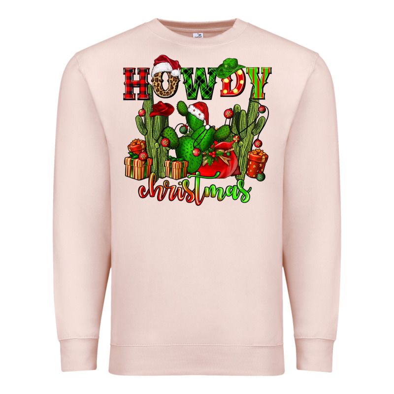 Howdy Christmas With Cactusses Premium Sweatshirt by CowGirlArtShop | Teevron
