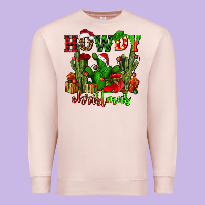 Howdy Christmas With Cactusses Premium Sweatshirt Designed By Cowgirlartshop