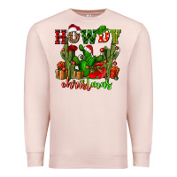 Pale Pink howdy christmas with cactusses Premium Sweatshirt - CowGirlArtShop