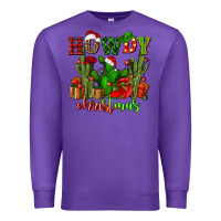Purple howdy christmas with cactusses Premium Sweatshirt - CowGirlArtShop