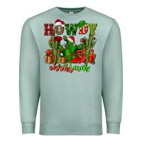 Seafoam howdy christmas with cactusses Premium Sweatshirt - CowGirlArtShop