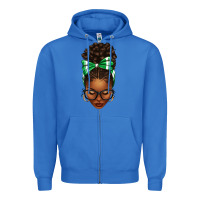 True Royal Afro Messy Bun Green and White Bow Zipper Hoodie - texasbilliewilder