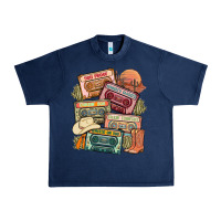 Navy country cassette tapes Urban Heavy Tee - MaliasSmallBusiness