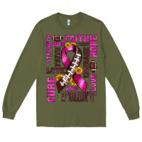 Army Green breast cancer american football ribbon love cure fight bbs Long Sleeve Tee - BundleAndBundleShop