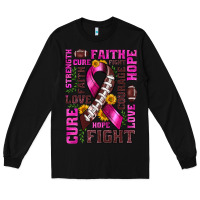 Black breast cancer american football ribbon love cure fight bbs Long Sleeve Tee - BundleAndBundleShop