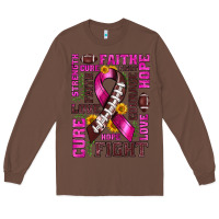 Chestnut breast cancer american football ribbon love cure fight bbs Long Sleeve Tee - BundleAndBundleShop