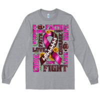Heather Grey breast cancer american football ribbon love cure fight bbs Long Sleeve Tee - BundleAndBundleShop
