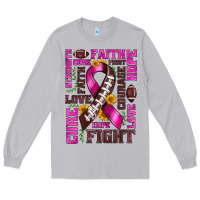 Moon Dust breast cancer american football ribbon love cure fight bbs Long Sleeve Tee - BundleAndBundleShop
