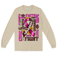 Mushroom breast cancer american football ribbon love cure fight bbs Long Sleeve Tee - BundleAndBundleShop