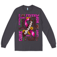 Smoke breast cancer american football ribbon love cure fight bbs Long Sleeve Tee - BundleAndBundleShop