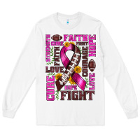 White breast cancer american football ribbon love cure fight bbs Long Sleeve Tee - BundleAndBundleShop