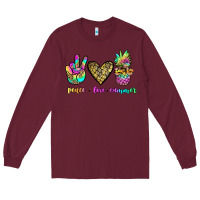 Burgundy peace love summer Long Sleeve Tee - JahusDesignShop