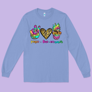 Peace Love Summer Long Sleeve Tee Designed By Jahusdesignshop