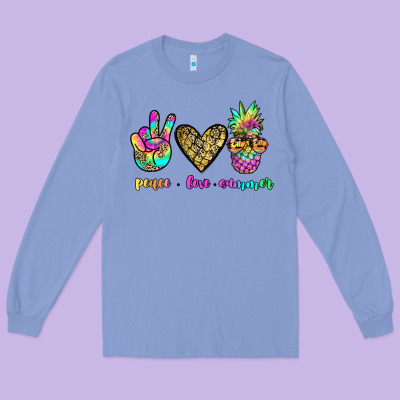 Peace Love Summer Long Sleeve Tee Designed By Jahusdesignshop