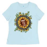 Baby Blue football gemstone sunflower Ladies Tee - JahusDesignShop