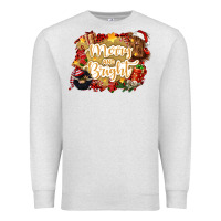 Oatmeal Heather merry and bright Premium Sweatshirt - CowGirlArtShop