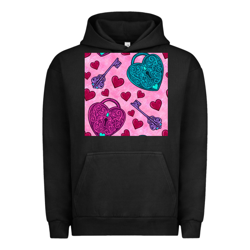 Valentines Day Lock And Key Seamless Pattern Urban Hoodie by BundleAndBundleShop | Teevron
