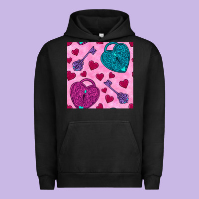 Valentines Day Lock And Key Seamless Pattern Urban Hoodie Designed By Bundleandbundleshop
