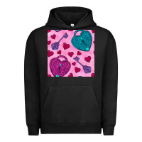 Pigment Black valentines day lock and key seamless pattern Urban Hoodie - BundleAndBundleShop