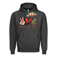 Charcoal Heather Peace love summer Zipper Hoodie - NancyCooperArtShop