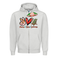 Dove Grey Peace love summer Zipper Hoodie - NancyCooperArtShop