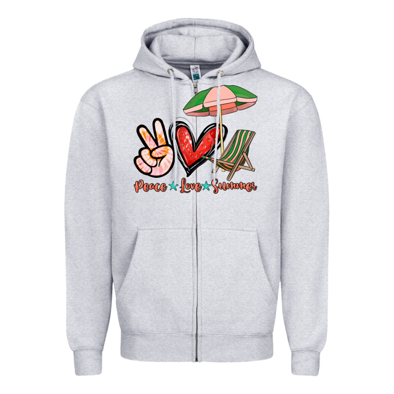 Peace Love Summer Zipper Hoodie by NancyCooperArtShop | Teevron