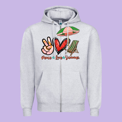 Peace Love Summer Zipper Hoodie Designed By Nancycooperartshop