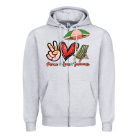 Heather Grey Peace love summer Zipper Hoodie - NancyCooperArtShop