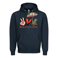 Navy Peace love summer Zipper Hoodie - NancyCooperArtShop