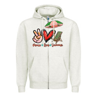 Oatmeal Heather Peace love summer Zipper Hoodie - NancyCooperArtShop