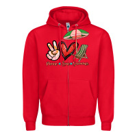 Red Peace love summer Zipper Hoodie - NancyCooperArtShop