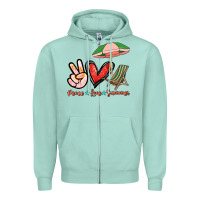 Seafoam Peace love summer Zipper Hoodie - NancyCooperArtShop