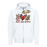 White Peace love summer Zipper Hoodie - NancyCooperArtShop