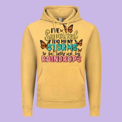 I Have Survived Too Many Storms To Be Bothered By Raindrops Malia Vintage Hoodie Designed By Maliassmallbusiness