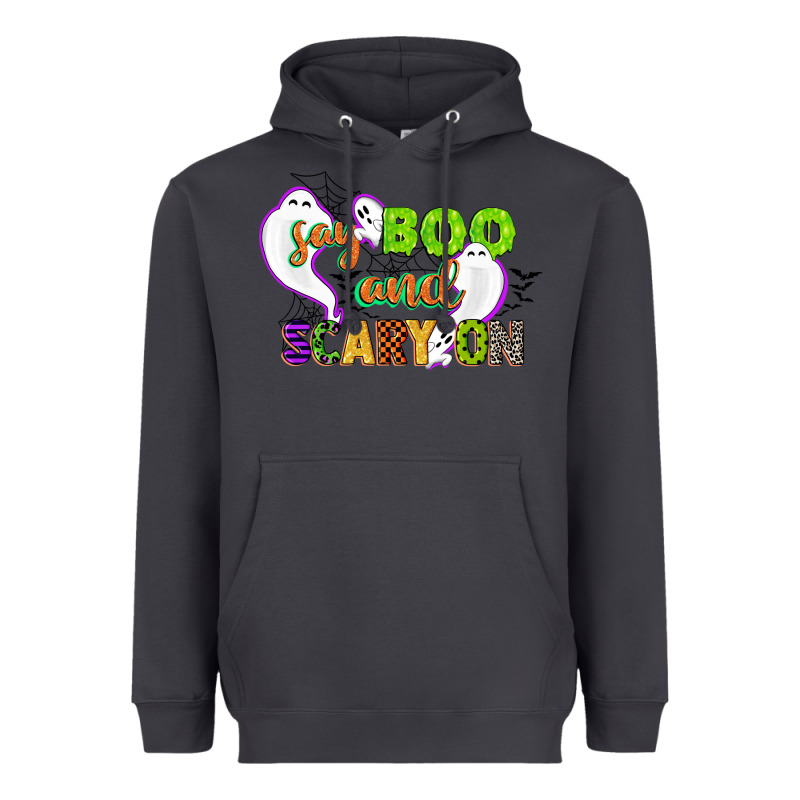 Say Boo And Scary On Heavyweight Hoodie by CowGirlArtShop | Teevron