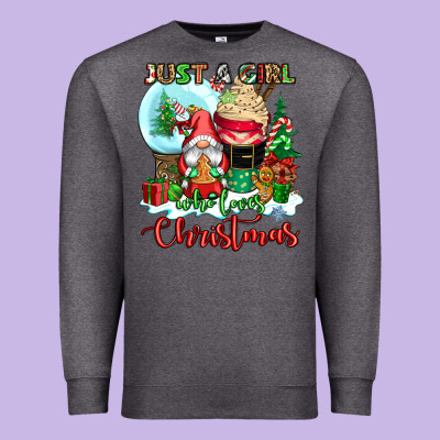 Just A Girl Who Loves Christmas Premium Sweatshirt Designed By Cowgirlartshop