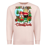 Pale Pink just a girl who loves christmas Premium Sweatshirt - CowGirlArtShop