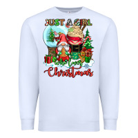 White just a girl who loves christmas Premium Sweatshirt - CowGirlArtShop