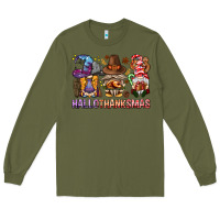 Army Green hallothanksmas gnomies bbs Long Sleeve Tee - BundleAndBundleShop