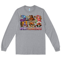 Heather Grey hallothanksmas gnomies bbs Long Sleeve Tee - BundleAndBundleShop