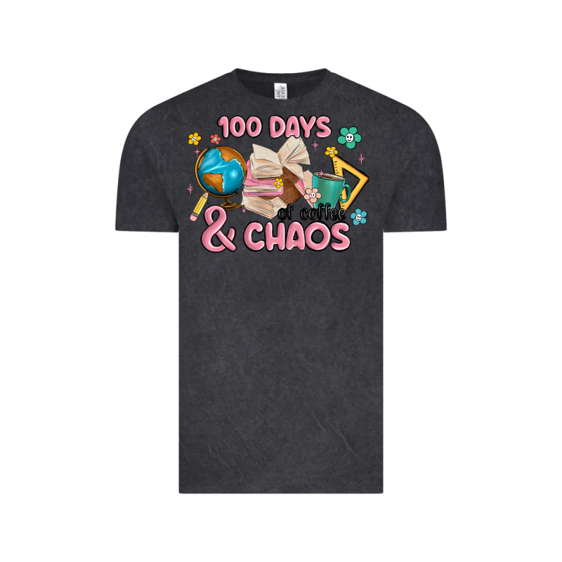 100 Days Of Coffe And Chaos Vintage Tee by MaliasSmallBusiness | Teevron