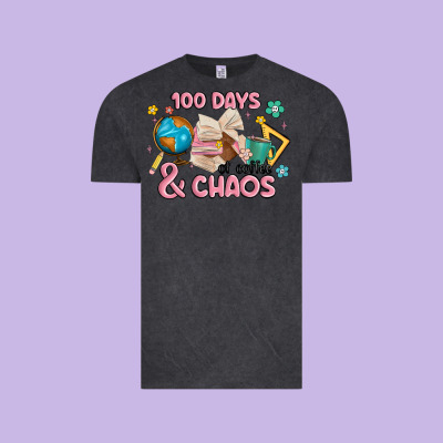 100 Days Of Coffe And Chaos Vintage Tee Designed By Maliassmallbusiness